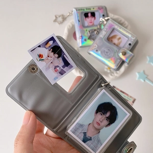 Mini camera-shaped holographic binder with star pendant for idol photo cards