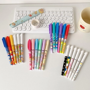 Set of cute cartoon gel pens with Capybara ruler and decorative tape for office use