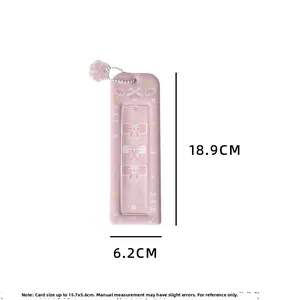 Porte-carte rose à nœuds avec guide des tailles et pendentif fleur en acrylique