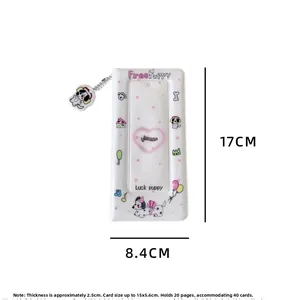 Album photo vertical blanc à 4 cases avec motif chiot et dimensions 17x8,4cm