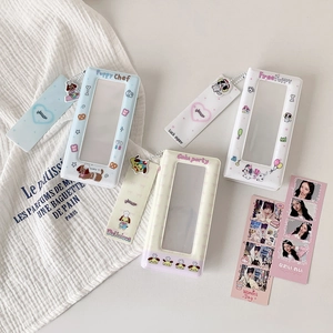 Cartoon puppy photo albums in blue and beige with transparent windows and charms