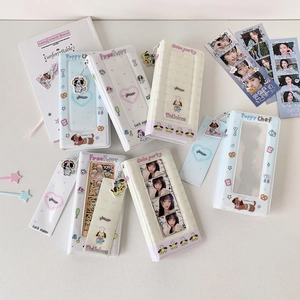 Cartoon Puppy Photocard Holder Grid Photo Album PVC Card Collection Book With Cute Charm For K-pop Students Girls
