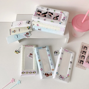 Cute puppy theme collect book with transparent window and matching charm in pastel colors
