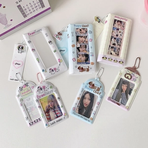 Cartoon photocard holder set with cute puppy and cake designs for photo collection