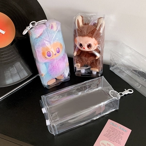 Durchsichtige PVC Puppen Display Aufbewahrungstasche Transparent Rechteckige Mini Spielzeug Schutzhülle Mit Haken Für Reisen