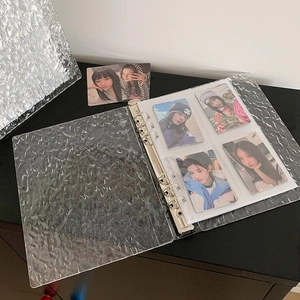 Water ripple transparent A8 binder photo album with six-ring binder and 4-grid pockets