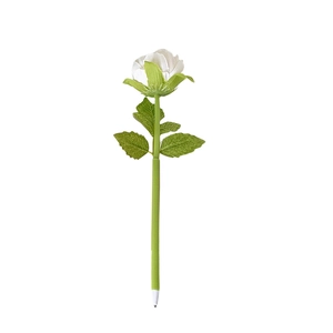 Kreativer Pfingstrosen-Kugelschreiber mit grünem Stiel und Blatt für Schülergeschenke