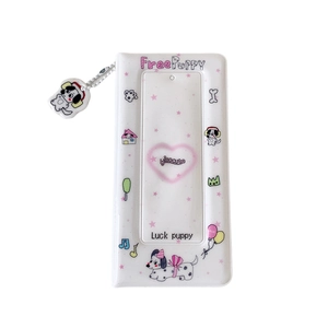 Cute white puppy theme card binder with cartoon pendants for photo collection
