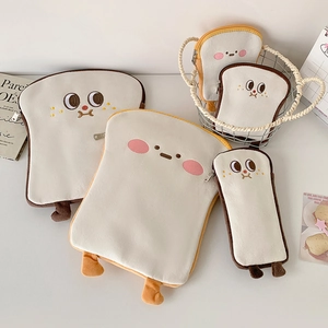 Niedliche Plüsch-Toast-Aufbewahrungstasche Set mit Laptoptasche und Federmäppchen