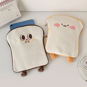 Plüsch-Toast-Laptophülle mit Stickerei und Reißverschluss für Tablet-Aufbewahrung