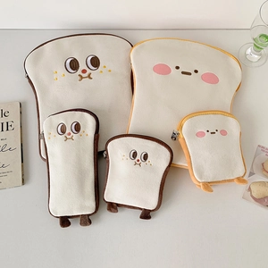 Süße Cartoon-Toastbrot-Plüschtaschen inklusive Tablethülle und Federmäppchen