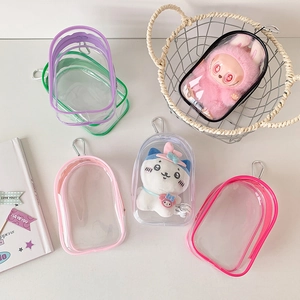 Transparent PVC Mini Doll Carrier Bag With Keychain Hook Portable Zipper Storage Display Bag For Plush Toys Women Travel Bag