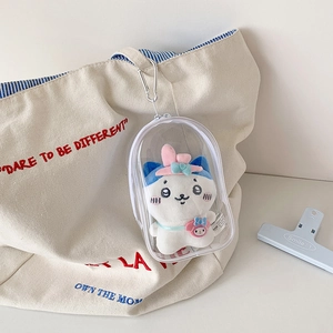 Transparent capsule PVC storage bag for 10cm dolls with silver metal mountain buckle