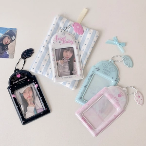 Porte-cartes photo en PVC pastel avec ailes d'ange et chaînettes en quatre couleurs