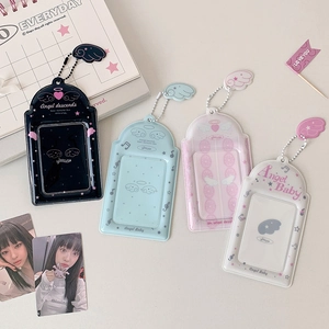 Lot de quatre porte-cartes photo en PVC avec ailes d'ange et chaînes à perles