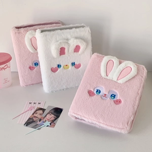 Plush Rabbit Photo Album A5 Binder Photocard Holder Storage Book Embroidered Cute Cartoon Stationery For Girls