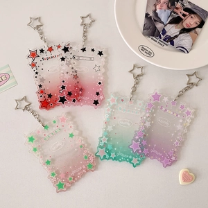 Star-shaped acrylic photo card holders in multiple colors with star metal keychains