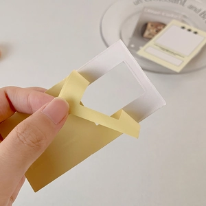 Handheld cream yellow paper photo frame keychain holder for DIY journaling decoration
