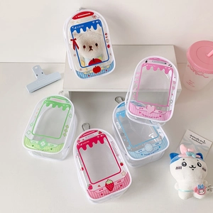 Transparent PVC clear display bags in four colors with cute cartoon clover bear patterns