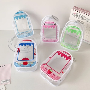 Detail of transparent PVC cartoon bags in phone screen style with creative clover patterns