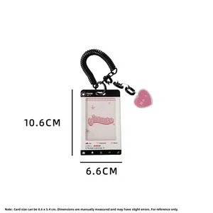 Detail of black heart pendant card holder with elastic rope and UI design elements