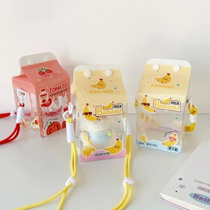 Cute milk box clear display bag for dolls with tomato and banana fruit designs