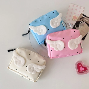 Cute 3D Wings Mini Bluetooth Earphone Bag Star Print Portable Lipstick Storage Pouch Polyester Travel Purse For Women Girls
