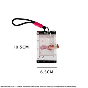 Detailed size chart for cartoon acrylic card holder showing 10.5x6.5cm dimensions
