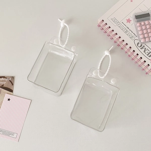 Transparent PVC milk carton shape doll display bag with white adjustable lanyards
