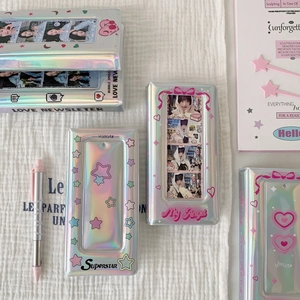 Glitter laser 4-grid collect book with holographic star and heart patterns for photos