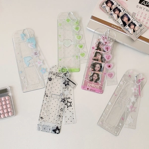 Sweet Y2K transparent PVC star photocard holders with colorful bead chains for bags