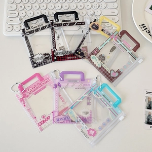 Mini PVC photocard holder set with cute bow and star patterns for doll display