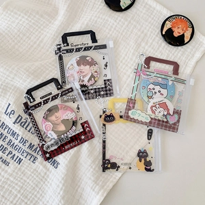 Transparent PVC photo card holder with colorful handles for k-pop cards and badges