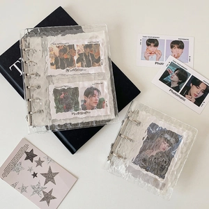 Water ripple textured acrylic photocard binder in A5 and A7 sizes with metal rings