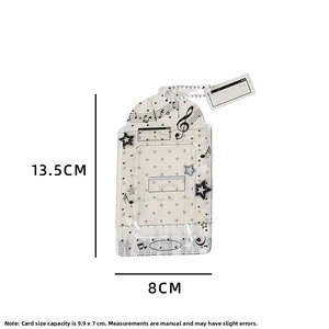 Detailed view showing 13.5x8cm dimensions for the transparent glitter star card holder