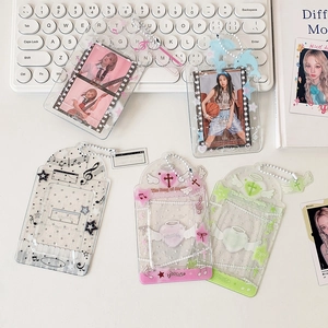 Glitter acrylic photocards holders with bead chains in musical and heart motifs