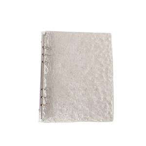 Transparent A8 photo album cover with water ripple texture and silver six-hole binder rings