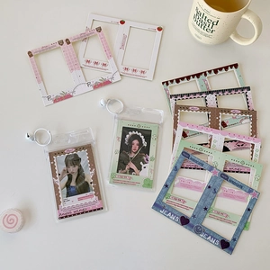 3-inch photo card holder keychain set with decorative frames for polaroid films