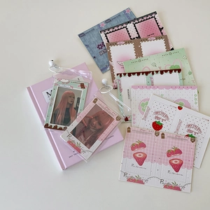 Photocard Holder PVC Transparent Cartoon Clover Strawberry Decorative Card Sleeve Kawaii Ins Style Stationery Accessories