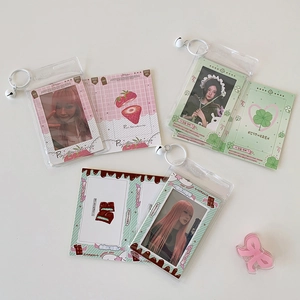 Three variants of decorative 3-inch PVC photocard holders with cute bell charms