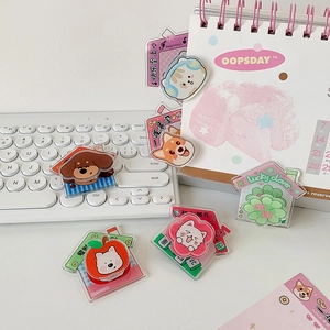Close-up of cute cartoon dog acrylic fridge magnet clips with lucky message board
