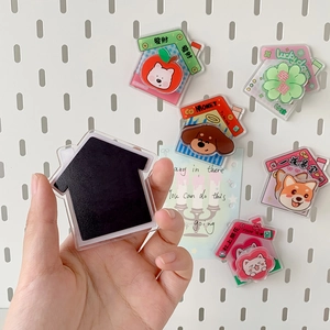 Cute cartoon house acrylic fridge magnets with pet patterns and lucky slogans