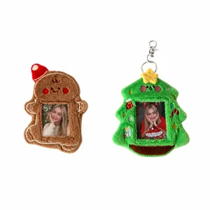 Détails des porte-cartes en peluche sapin de Noël et bonhomme de pain d'épices avec taille