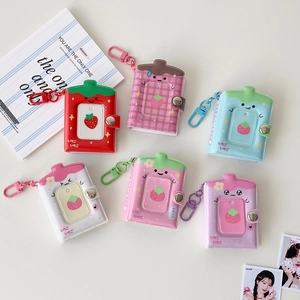 Mini strawberry-themed 1-inch photo albums in 6 colors with metal clasps and hooks