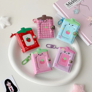 Mini strawberry cartoon photo album keychain collection in five pastel colors