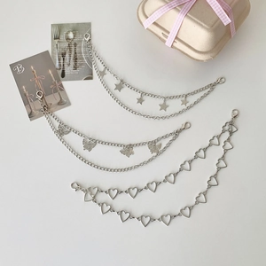 Silver metal charm chains with star, butterfly, and heart pendants for bags and shoes