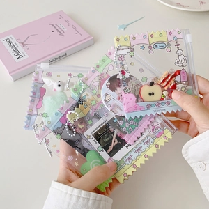 Transparent candy color PVC card holder with zipper and keychain for photocard storage
