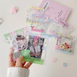 Cute transparent PVC candy bag card holders for badges and photos on a white background