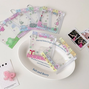 Cute transparent cartoon candy bag card holders with colorful zipper and macaron edges