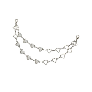 Double-layered silver heart chain with lobster clasps for bag decoration and DIY accessory